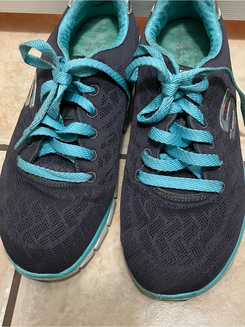 Skechers Elite Flex Sole Women’s Gray/Blue Shoes Memory Foam Sneakers Size 7